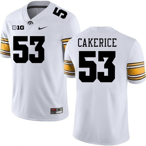 Men #53 Trent Cakerice Iowa Hawkeyes College Football Jerseys Stitched-White